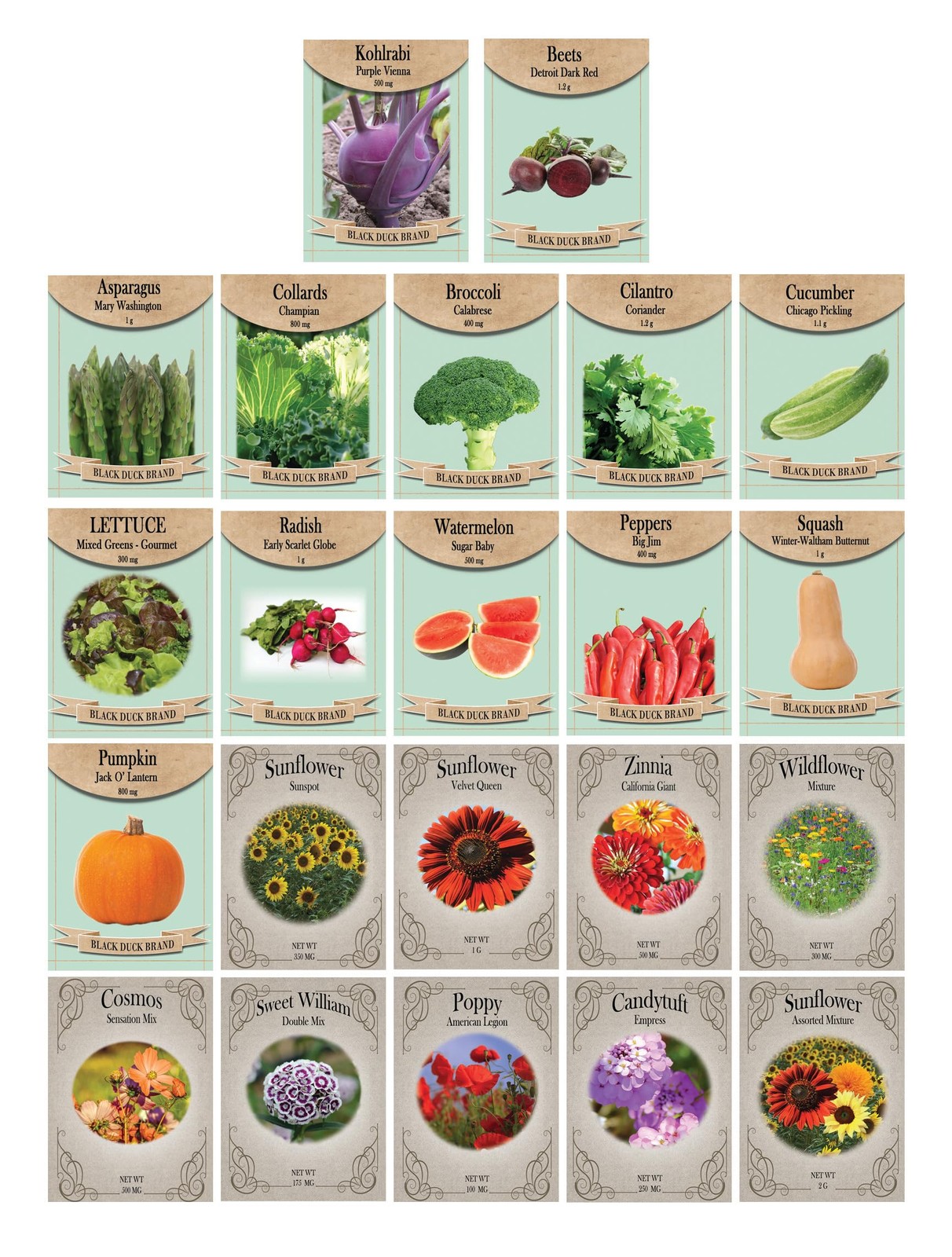 Flower & Vegetable Seed Set – 22 Varieties of Non-GMO Heirloom Premium Seeds …