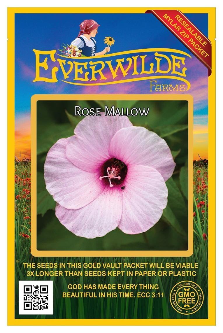 100 Rose Mallow Wildflower Seeds – Everwilde Farms Mylar Seed Packet