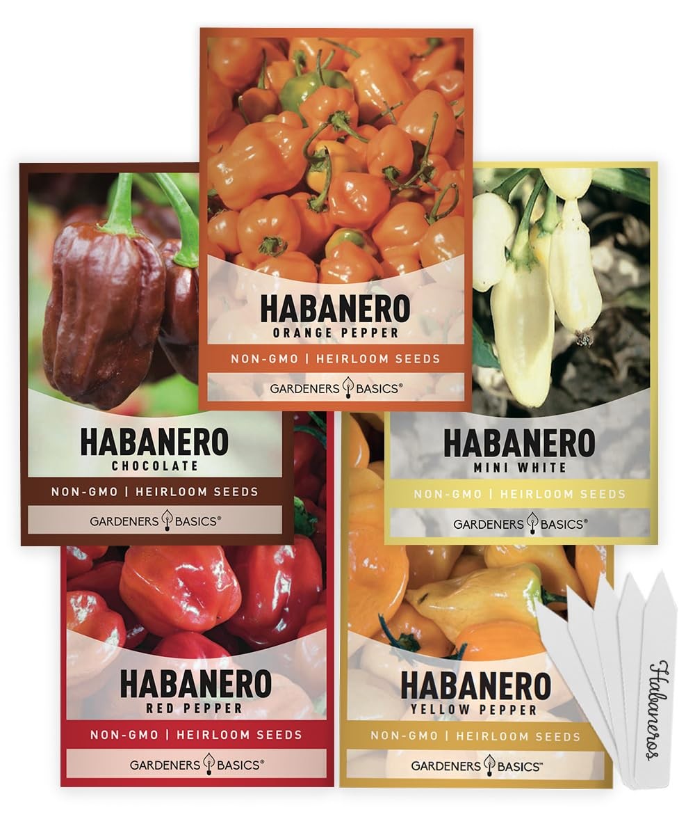 , Habanero Pepper Seeds for Planting 5 Varieties Pack Hot Pepper Seeds, Red,…