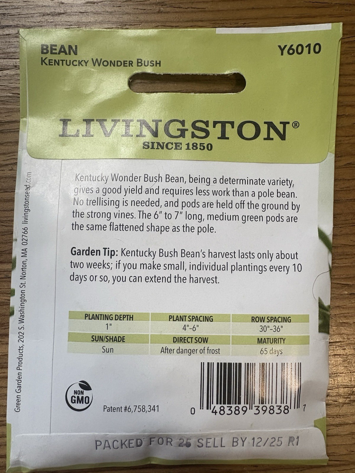 10 PACKS OF 10G Livingston Seed Company Kentucky Wonder Bush Bean Non-GMO Seeds