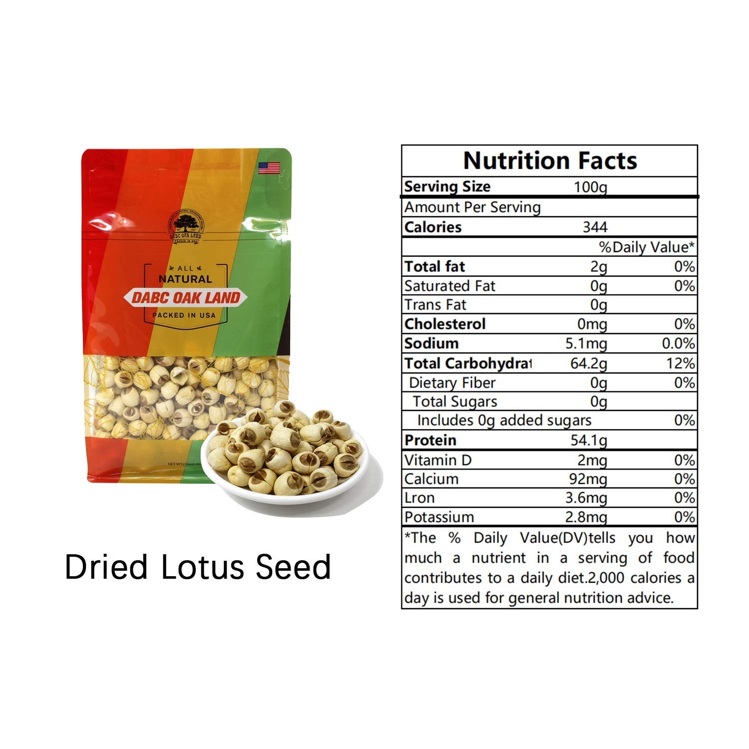 DOL Natural Dried Lotus Seeds Packed In USA 莲子干 8 Ounce,100% Natural, Dried W…