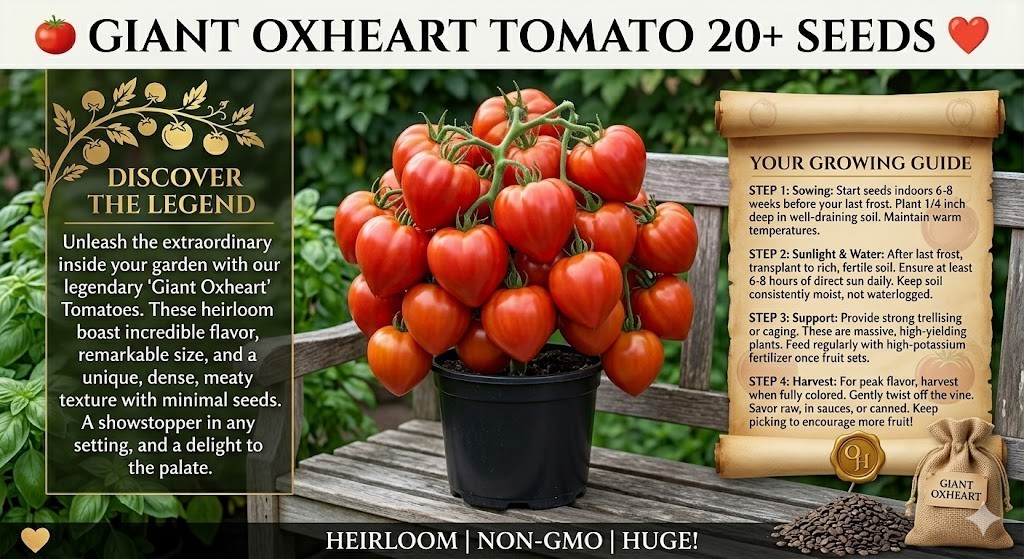 GIANT OXHEART TOMATO 20 Seeds non gmo BIG N JUICY