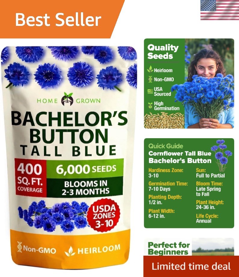 Stunning 6000 Cornflower Seeds – Bachelor Button for Vibrant Wildflower Spaces