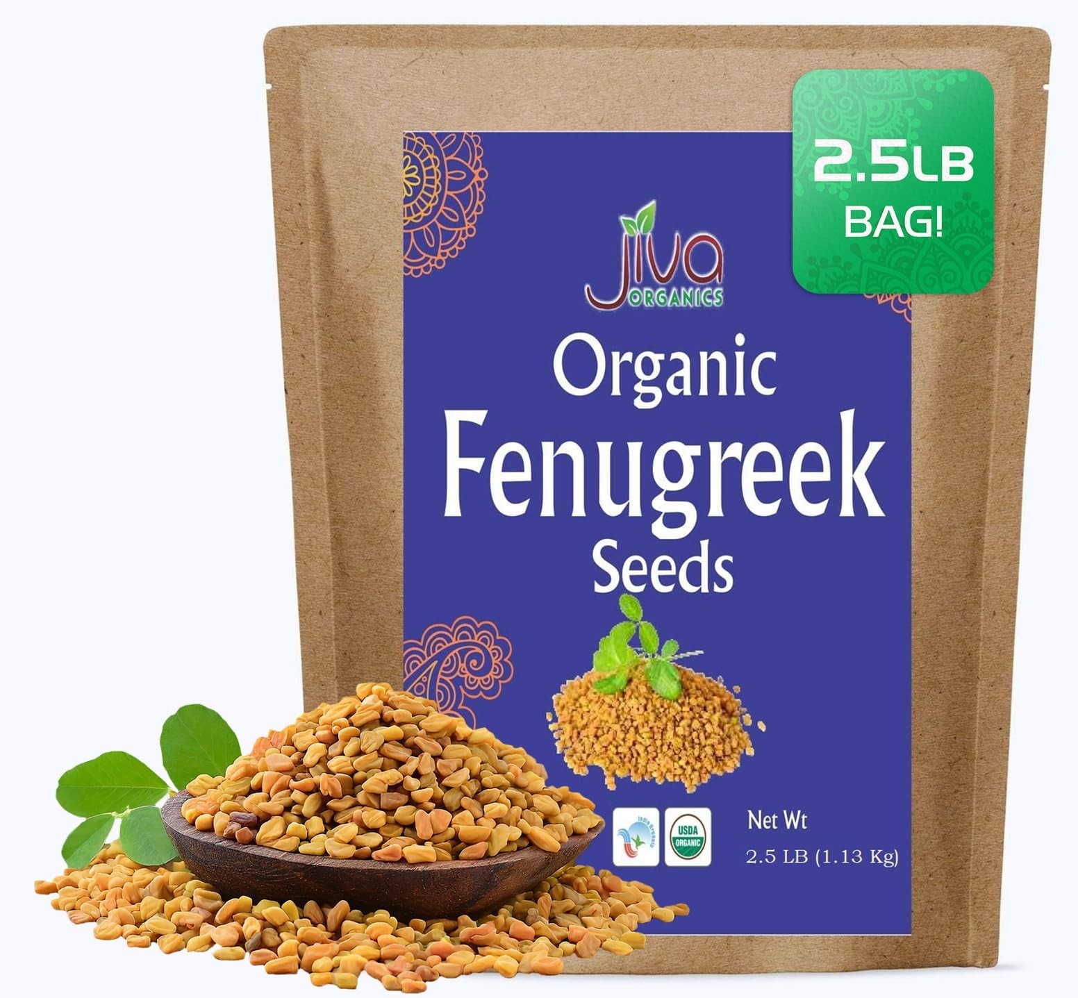 Organic Fenugreek Seeds 2.5 LB Bulk – Non-GMO, Gluten Free, Whole Methi Seeds