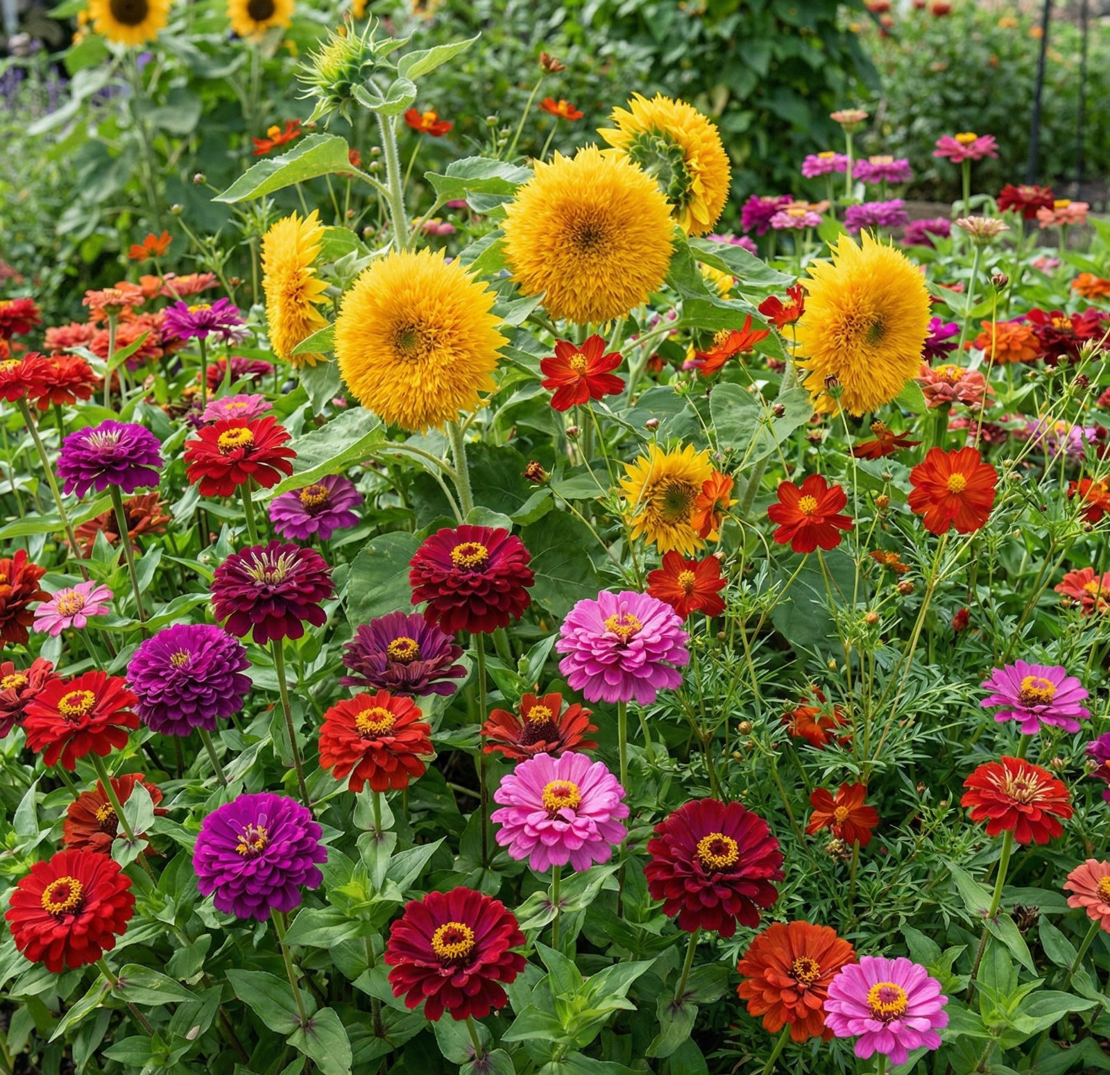 Landscaper’s Pack Zinnia Cosmos Sunflower SUNSET BLOOM MIX Non-GMO 600 Seeds