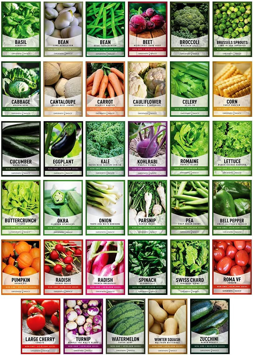 Survival Vegetable Seeds Garden Kit over 16,000 Seeds Non-Gmo and Heirloom, Grea
