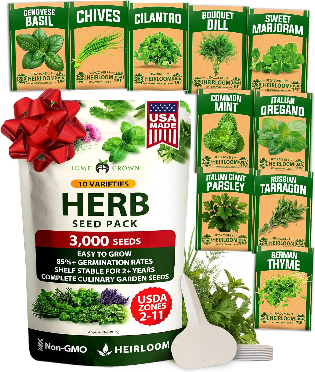 10 Herb Seeds for Planting – Extra Large Variety Pack Culinary Seed Set