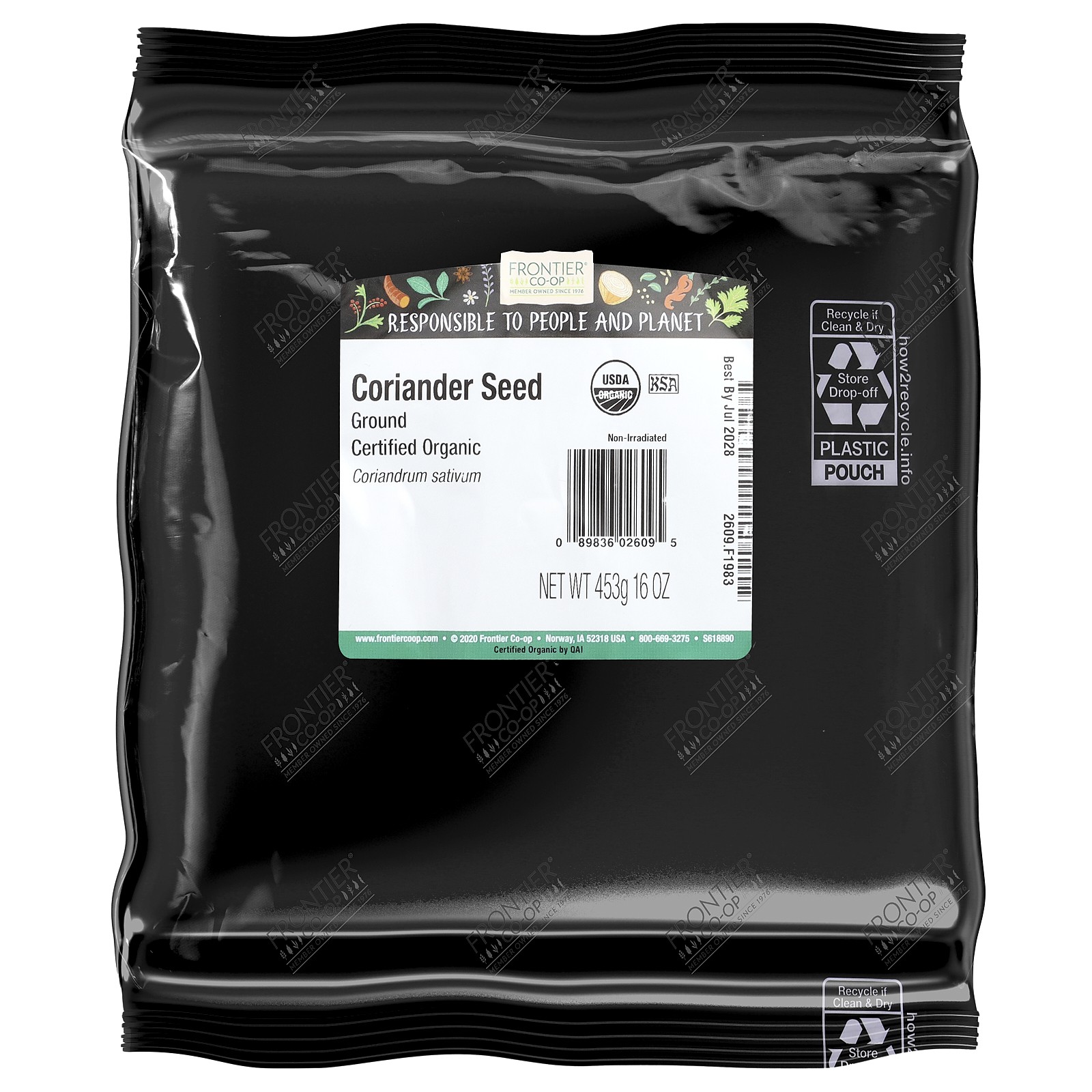 Organic Coriander Seed, Ground, 16 oz (453 g)