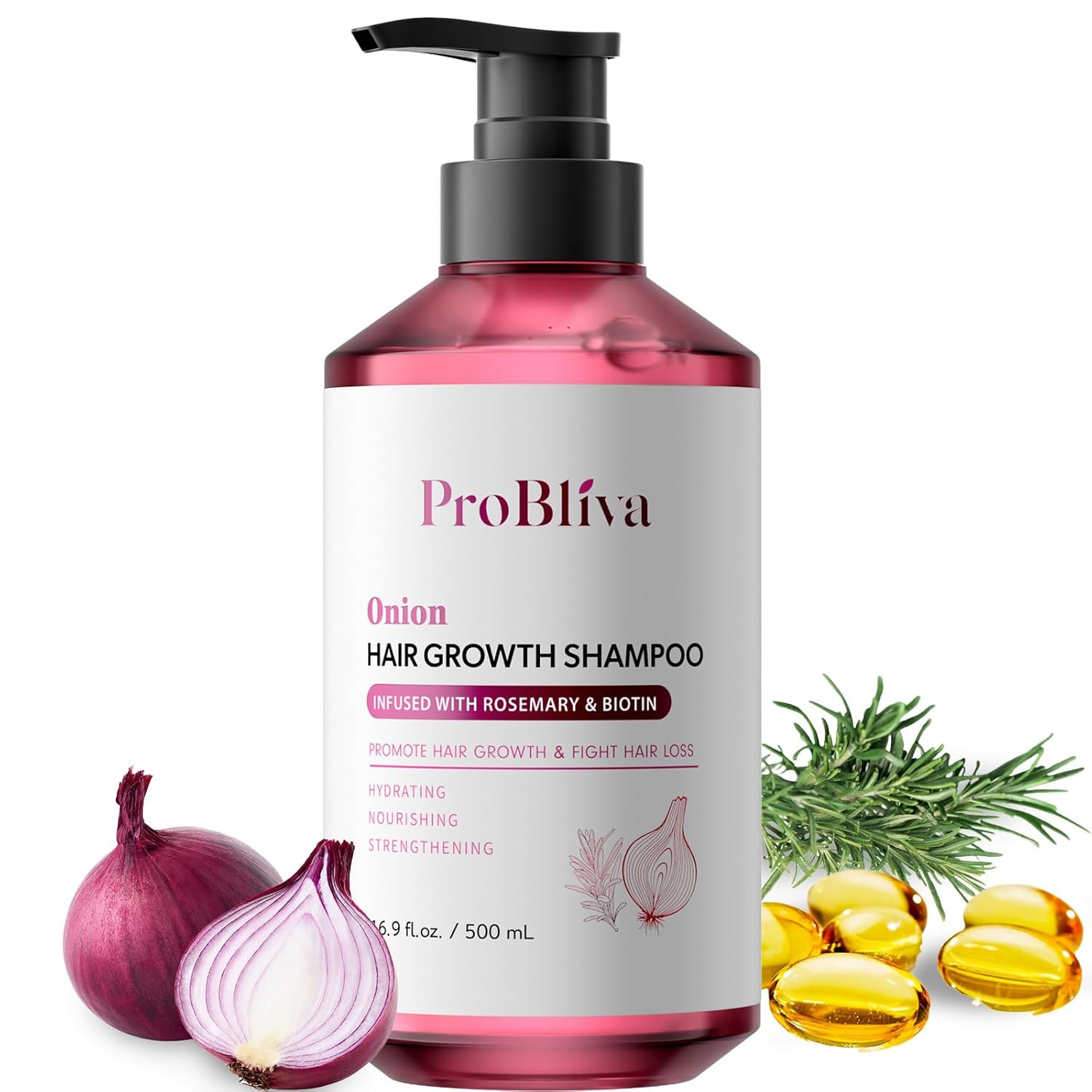 Onion & Biotin Hair Growth Shampoo: Rosemary Infused Shampoo for Hair Loss and T