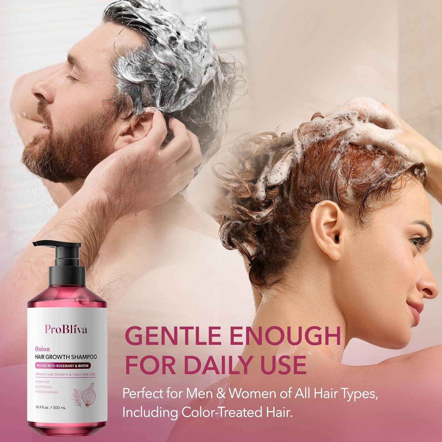 Onion & Biotin Hair Growth Shampoo: Rosemary Infused Shampoo for Hair Loss and T