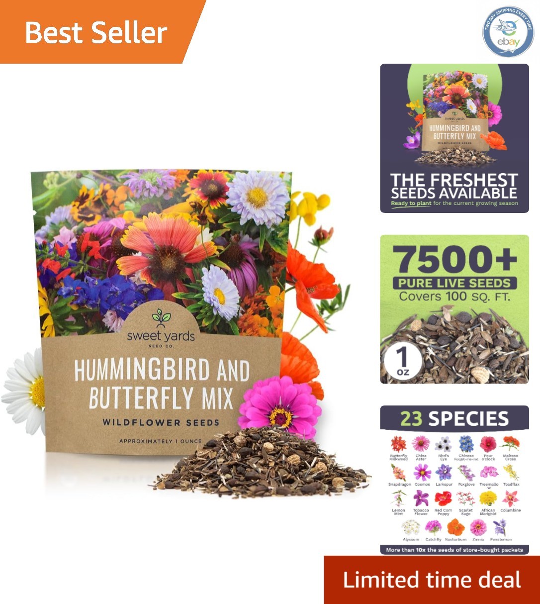 1oz Wildflower Seeds for Butterflies & Hummingbirds – 7500+ Guaranteed!