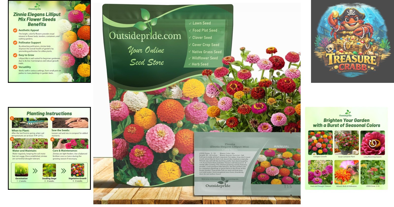 Easy-to-Grow 1000 Pcs Zinnia Seeds: Hardy Annuals for Vibrant Garden Displays