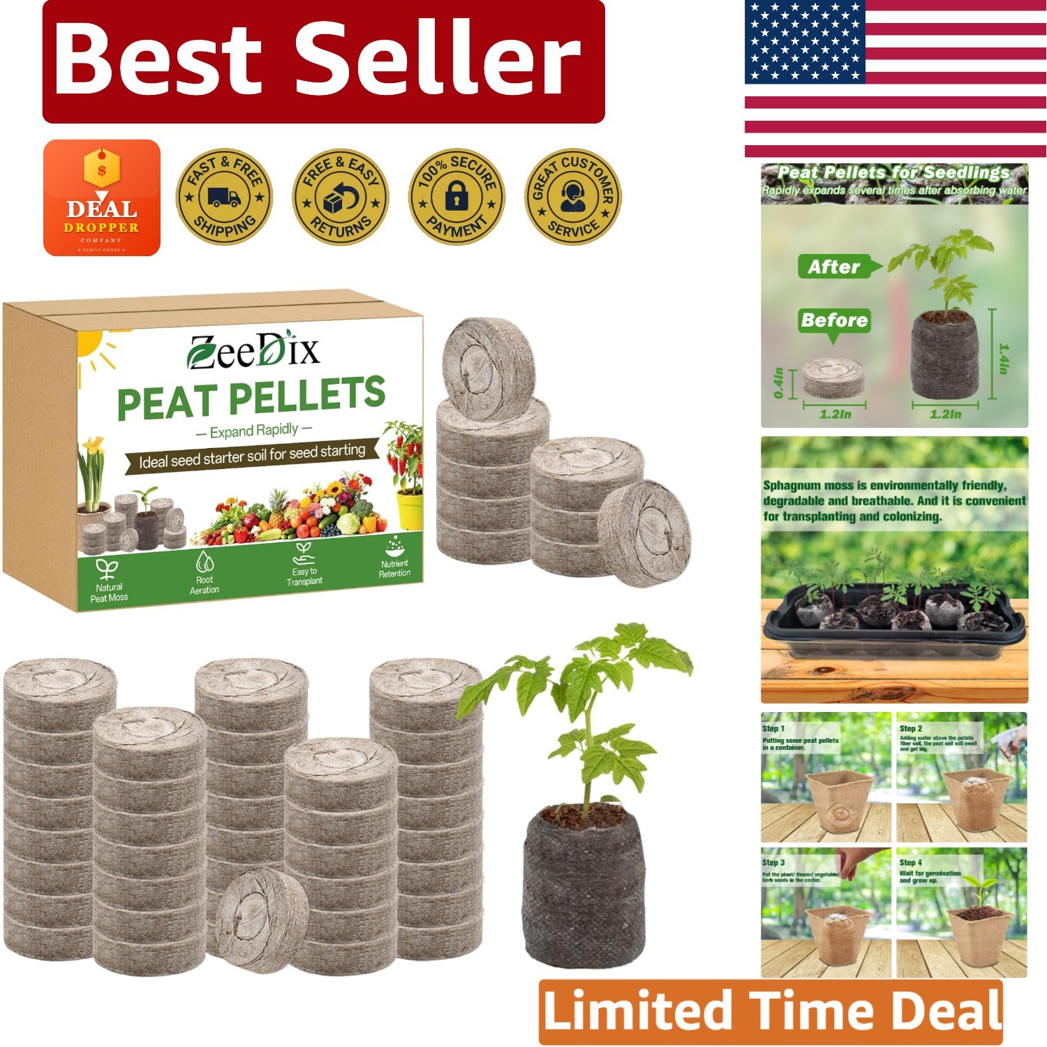 55-Count Compressed Peat Seedlings Plugs – Perfect for Herbs, Flowers & Veggies