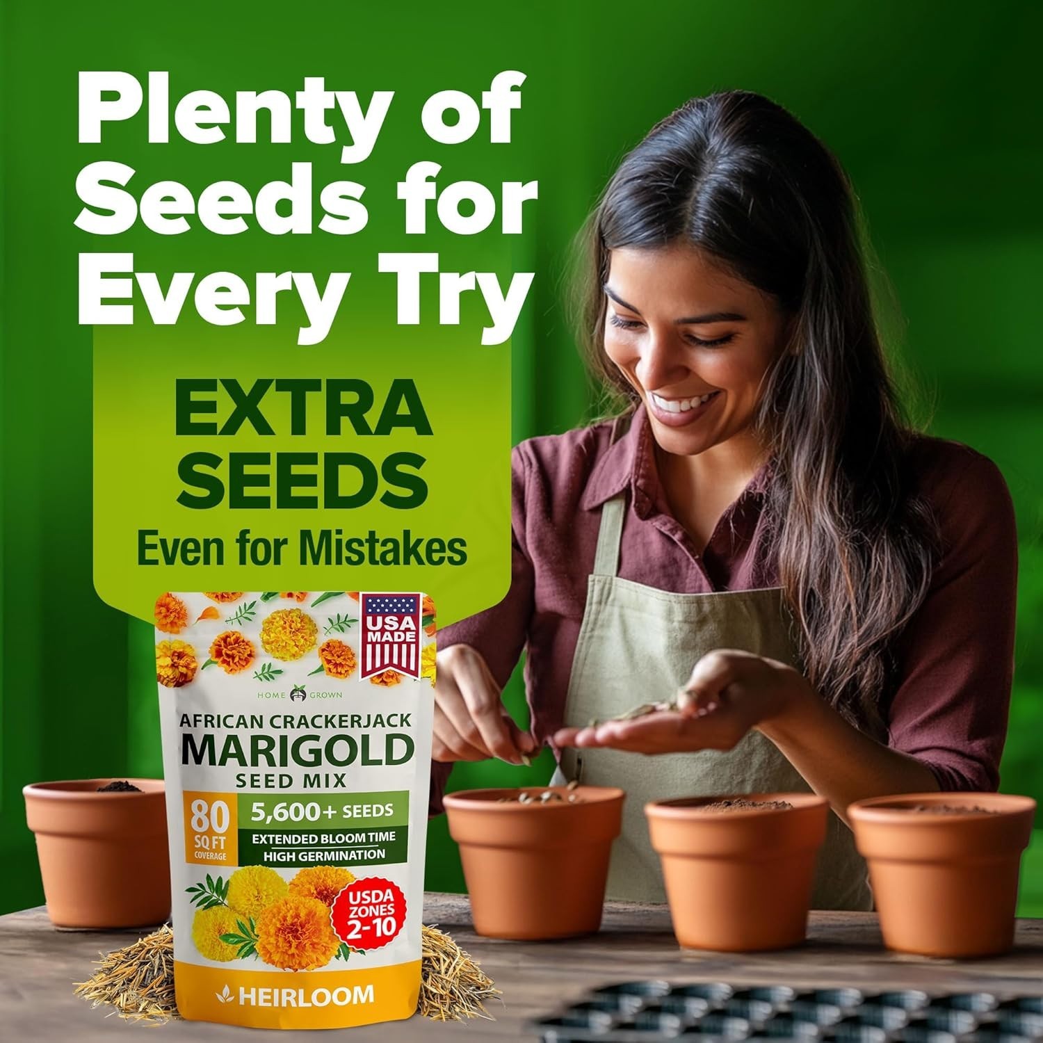 Marigold Seeds Bulk Mix – 5600+ Crackerjack Marigold Flower Seeds for Planting O