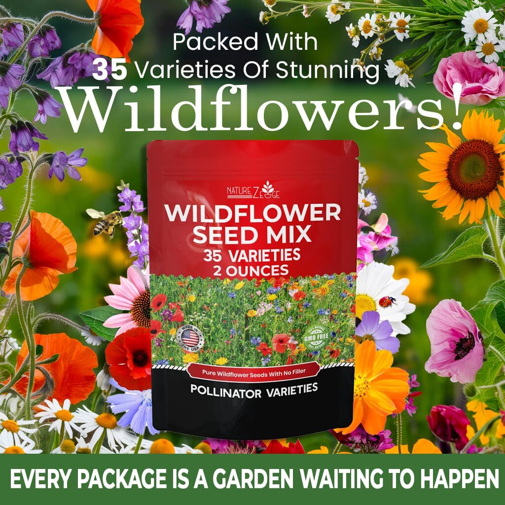 85,000 Wildflower Seeds, 35 Varietiey Wild Flowers Bulk Flower Seeds – 2 Ounces