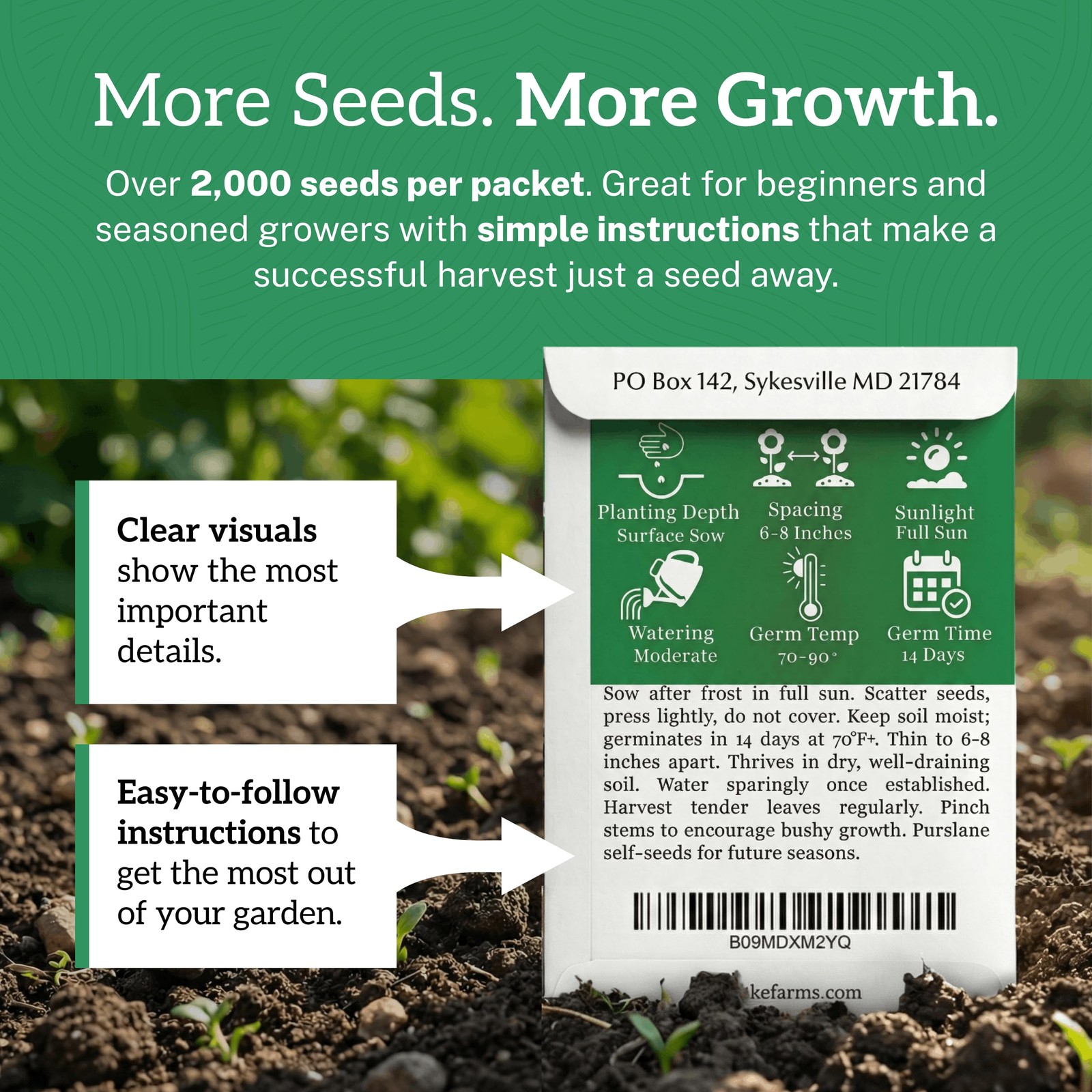 Purslane Seeds for Planting 1 Gram Packet, 2000+ NonGMO Heirloom Seeds, High…