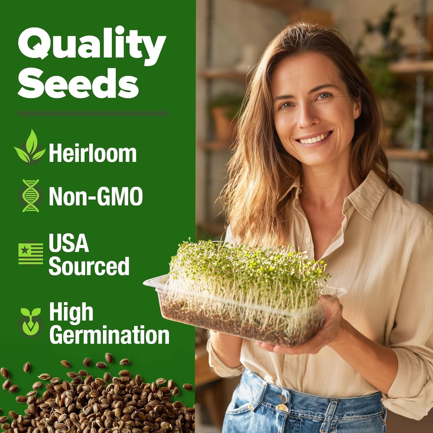 Healthy 8 oz Alfalfa Sprout Seeds, Low Maintenance for -Round Indoor Gardens