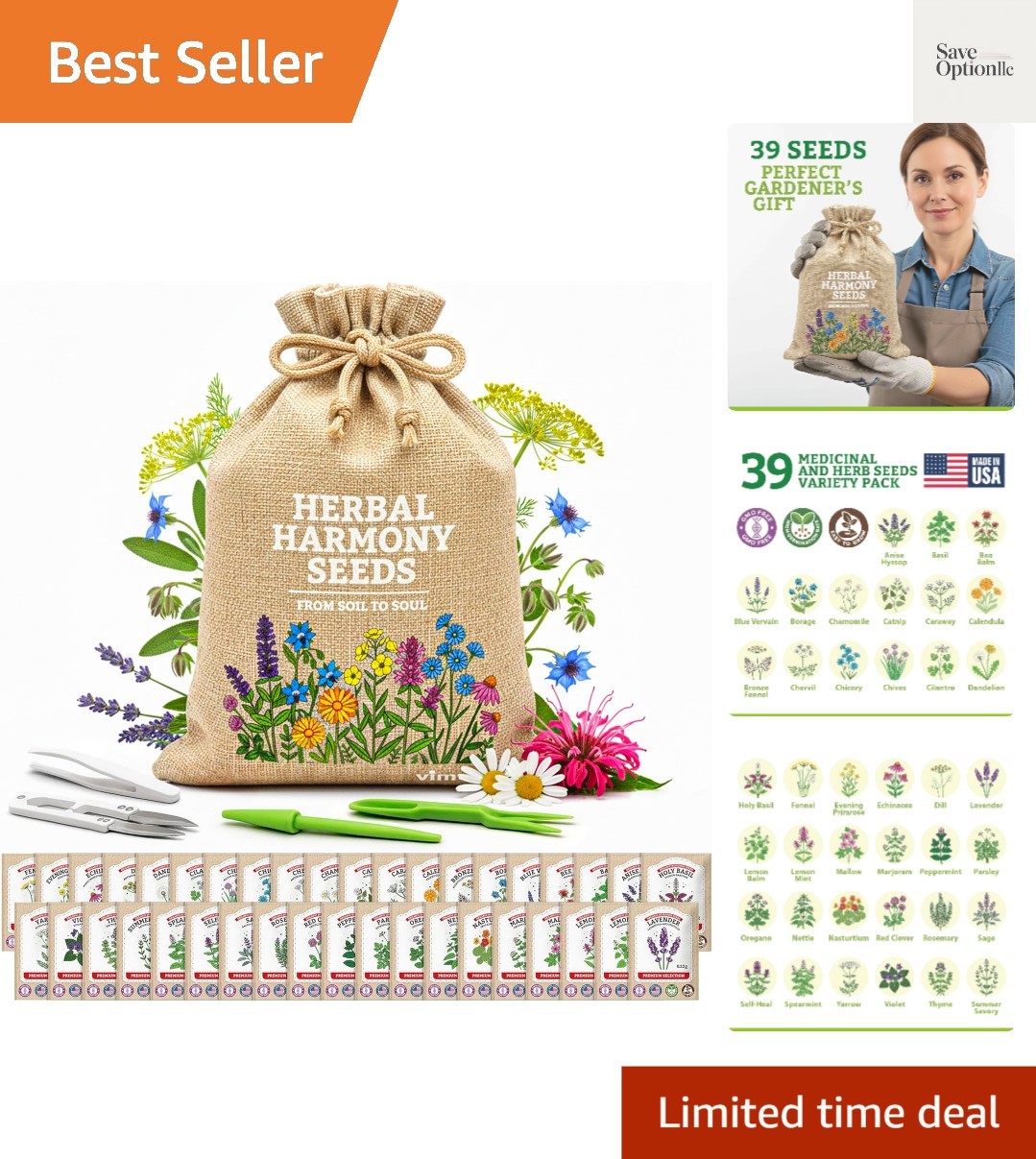 Medicinal Herb Seeds Variety Pack – 39 Heirloom Non-Gmo Apothecary Seed Kit, Her