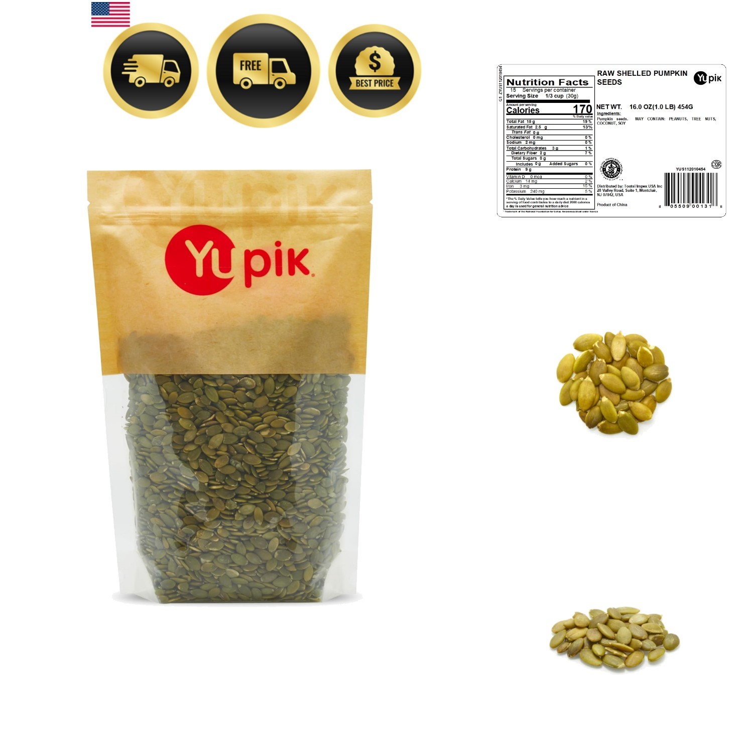 Pumpkin Seeds Raw Shelled No Shell 1lb Healthy Snack Topping Baking