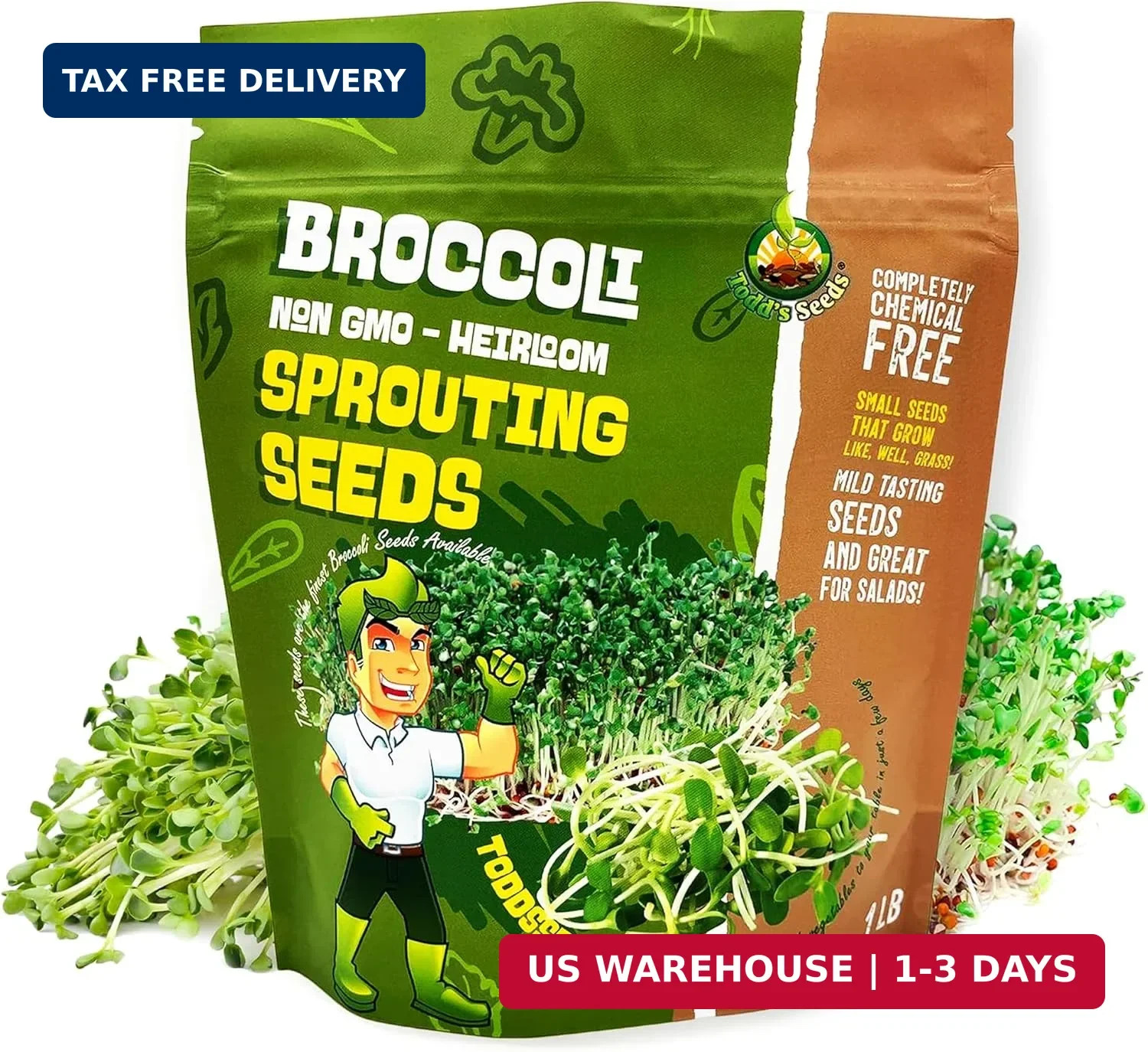 Todd’s Seeds Broccoli Sprouting Seeds, 1 lb – Non-GMO Heirloom | Rich in Sulfora