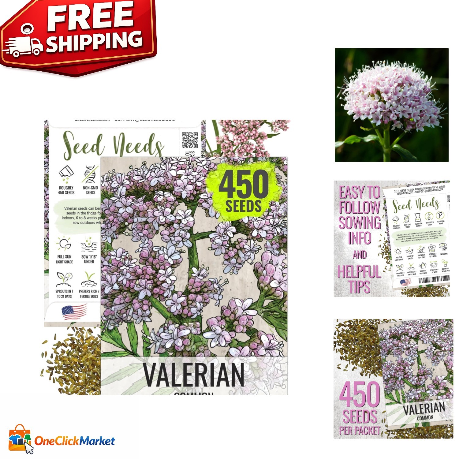 Nurture Relaxation: Heirloom Valerian Seeds – Non-GMO, 1 Pack for Your Garden