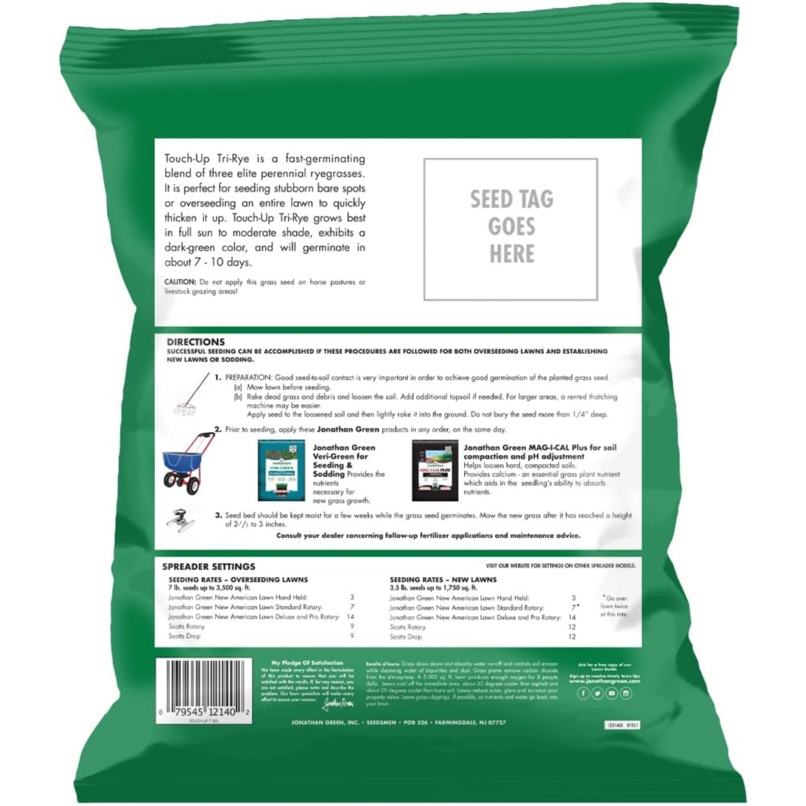 Jonathan Green Touch-Up TRI-RYE Perennial Ryegrass Blend 7lb (Pack of 2)