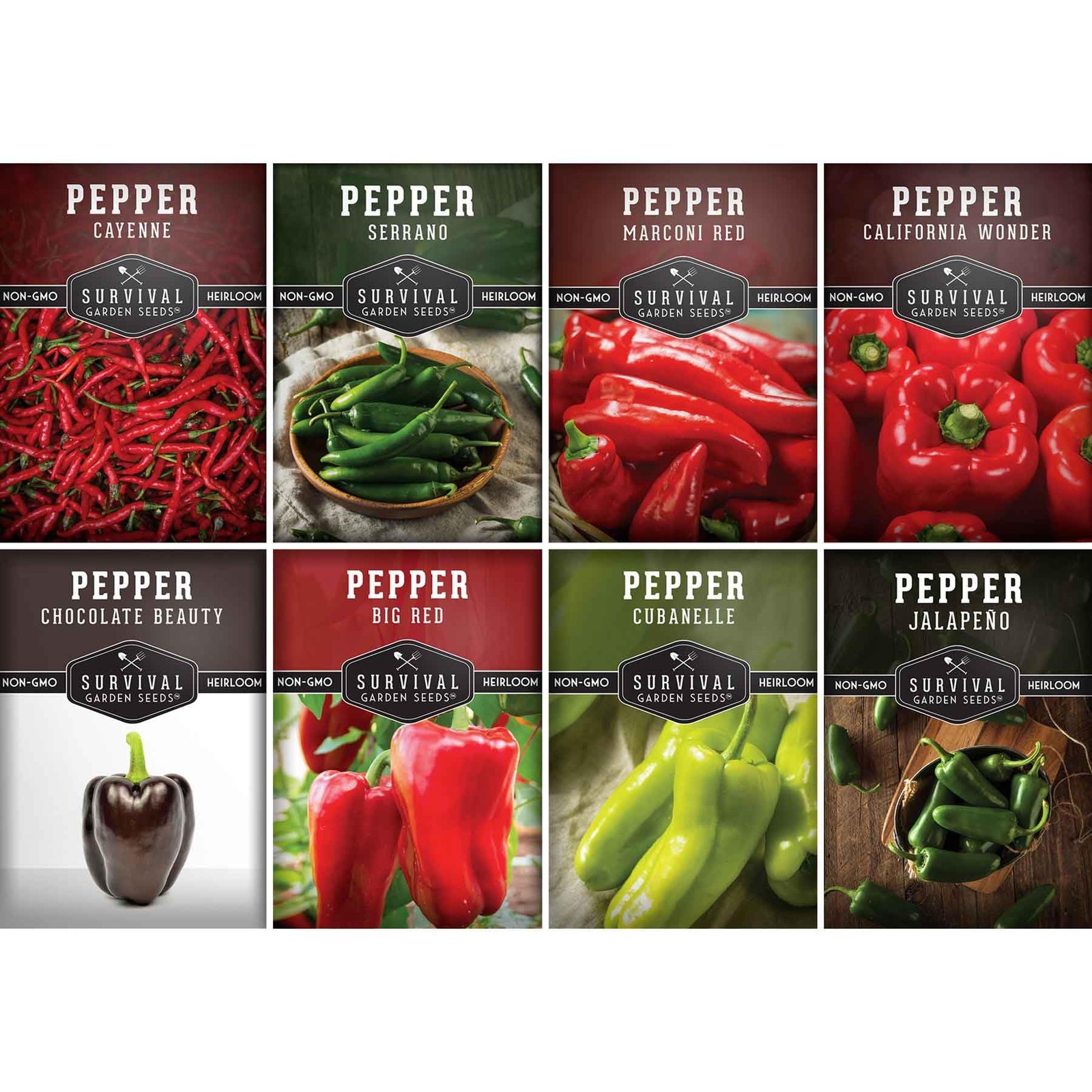 8 Pepper Seed Collection | Heirloom Varieties – Marconi, Chocolate Beauty, Ca…