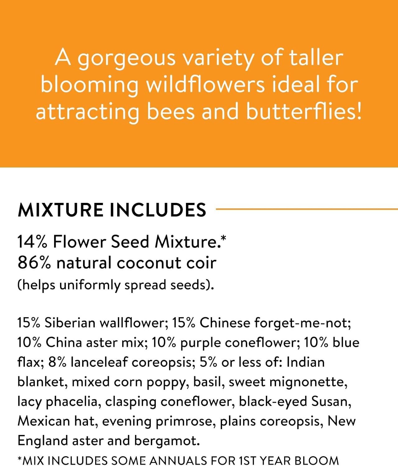 Wildflower 25,000 Bulk, 1 Bag, 18 Varieties of Non-GMO Flower Seeds Pollinato…