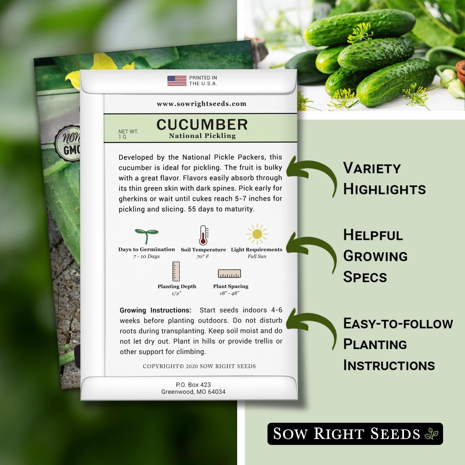 National Pickling Cucumber Seeds for Planting – Non-GMO Heirloom Packet with …