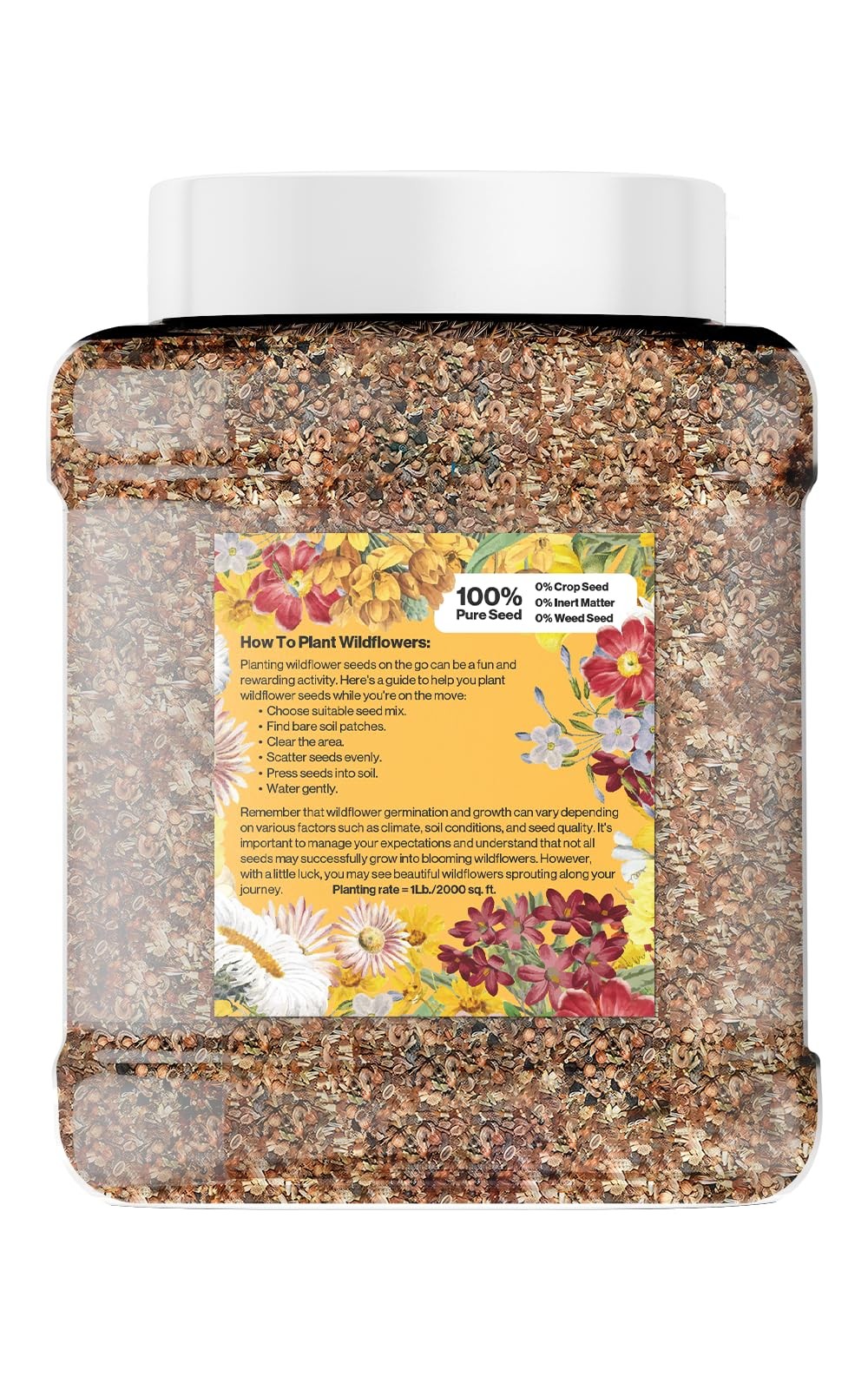 Wildflower Seed Mix 1LB Tub – Save The Bees Seed Mix, by GevaGrow | Bulk