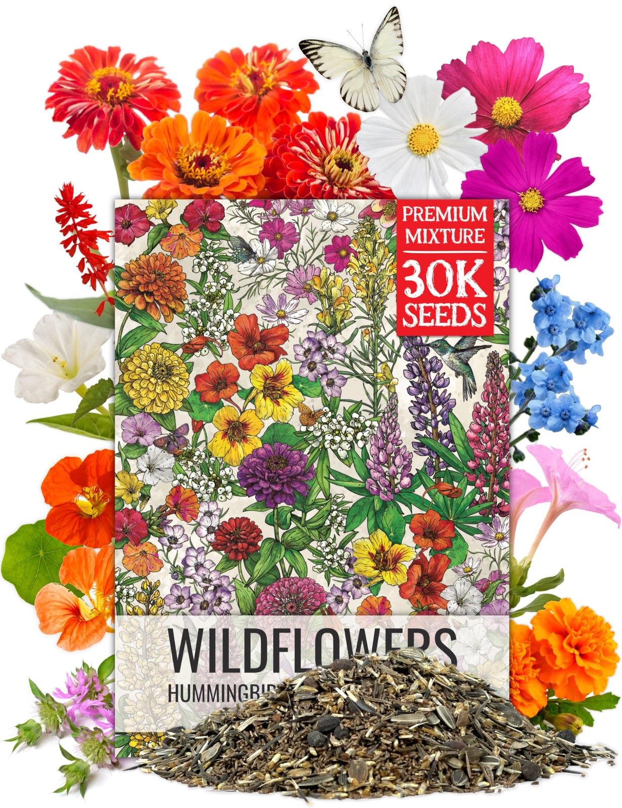 Wildflower Seeds Butterfly and Hummingbird Seed Mix 2 Ounce No Filler | 23 Va…