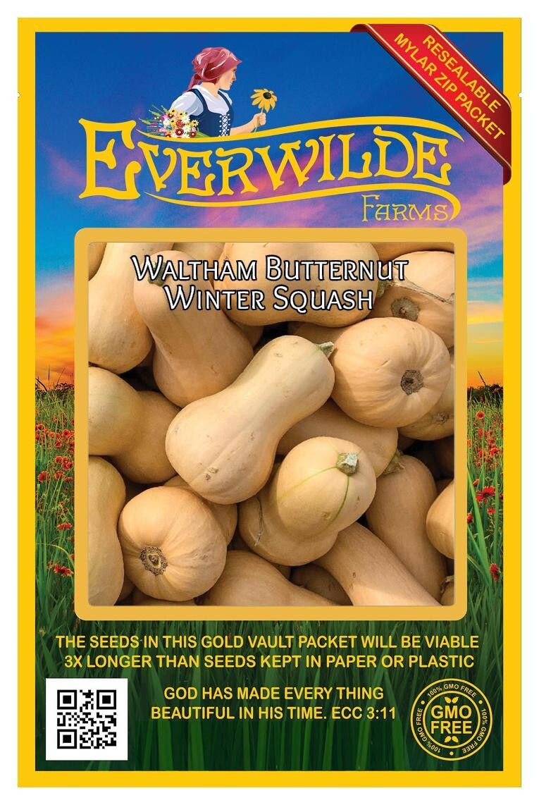 1 Oz Waltham Butternut Winter Squash Seeds – Everwilde Farms Mylar Seed Packet