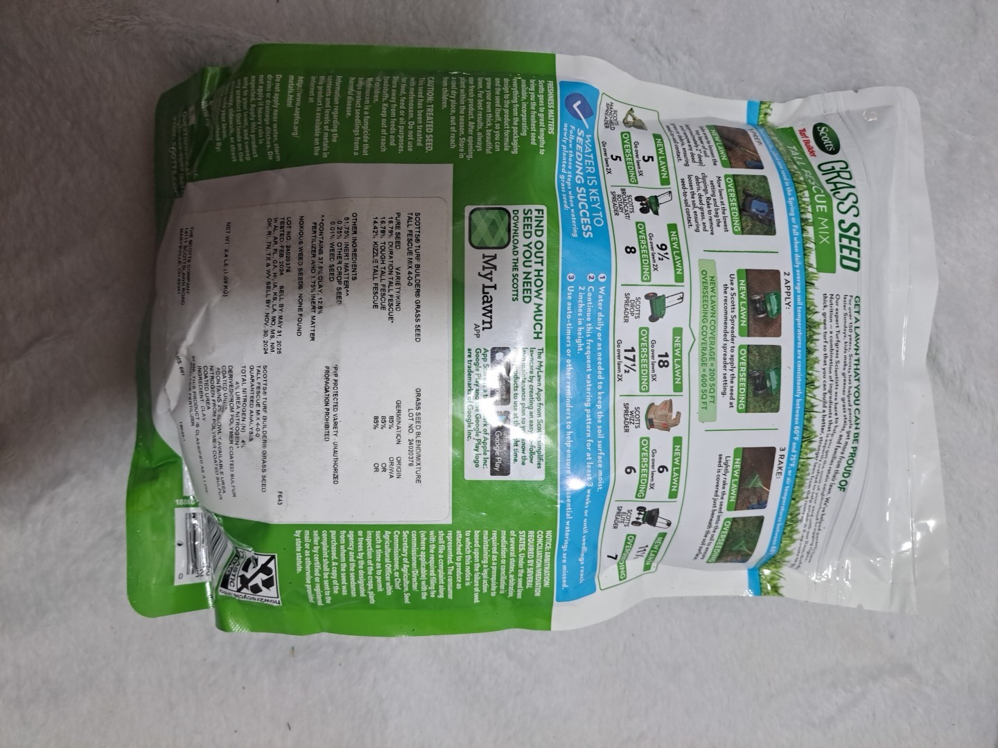 Scott’s Turk Builder Grass Seed Tall Fescue Mix 2.4lb Sealed New
