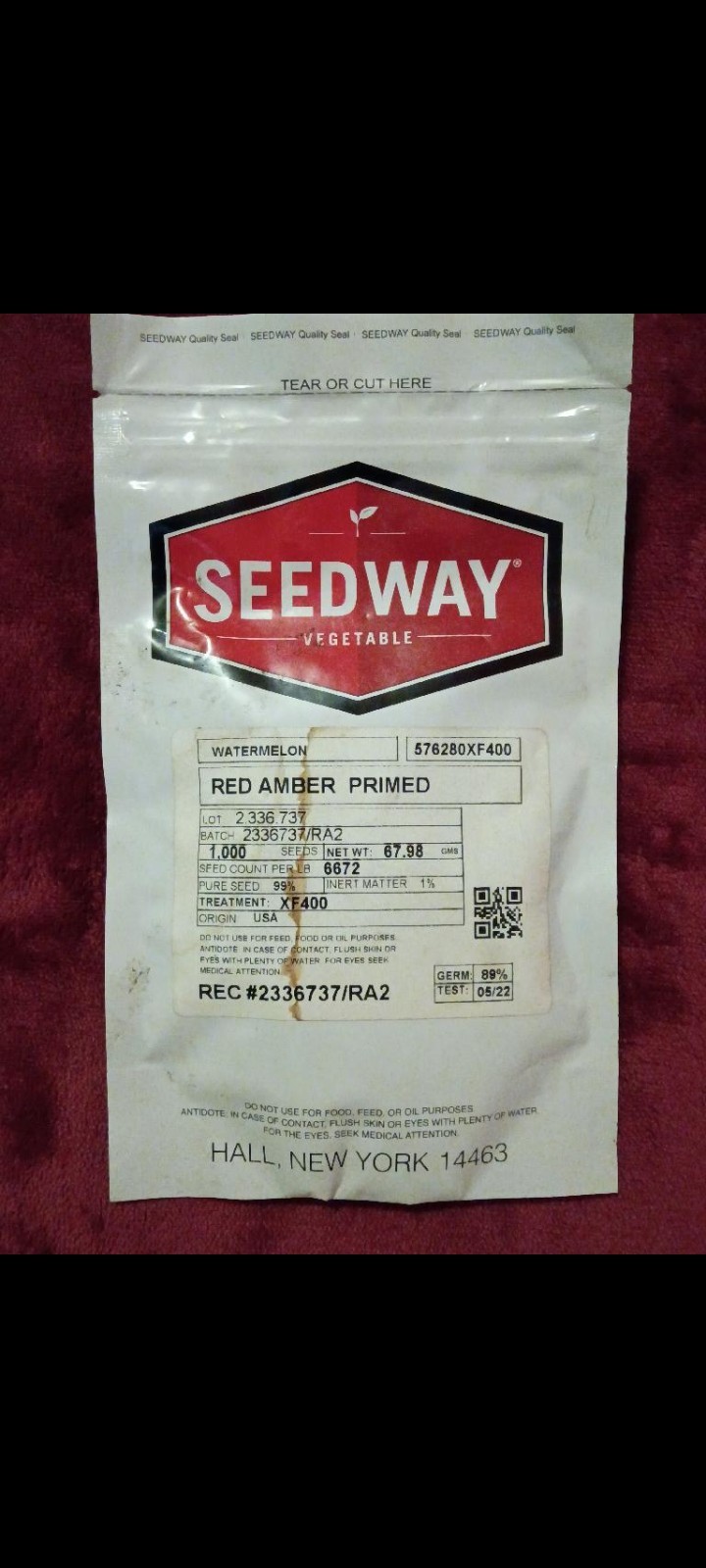 Red Amber Primed 1000 Count Watermelon Seeds