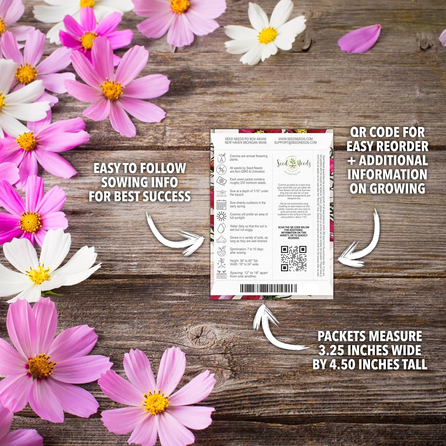Plant 250 Cosmos Heirloom Flower Seeds – Create Stunning Summer to Fall Blooms