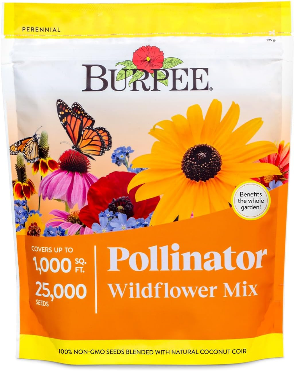 Wildflower 25,000 Bulk, 1 Bag, 18 Varieties of Non-Gmo Flower Pollinator Garden