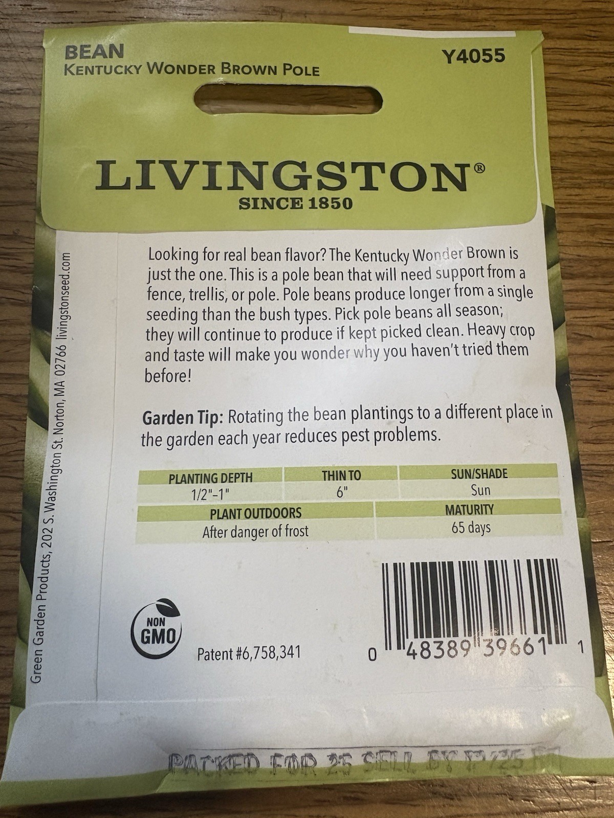 Livingston Seed Company Kentucky Wonder Brown Pole Bean Non-GMO Vegetable Seeds