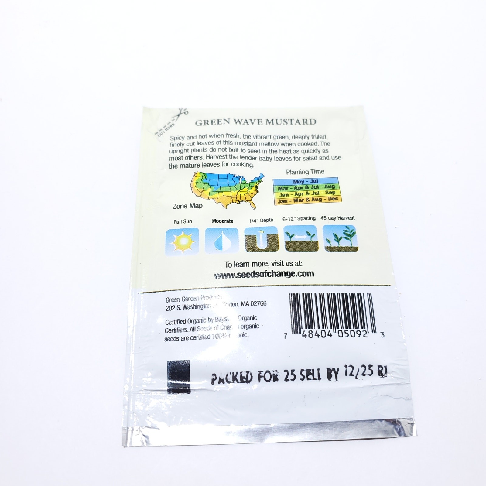 Seeds of Change Organic (2025) – 1pk 410mg Green Wave Mustard Garden Seed