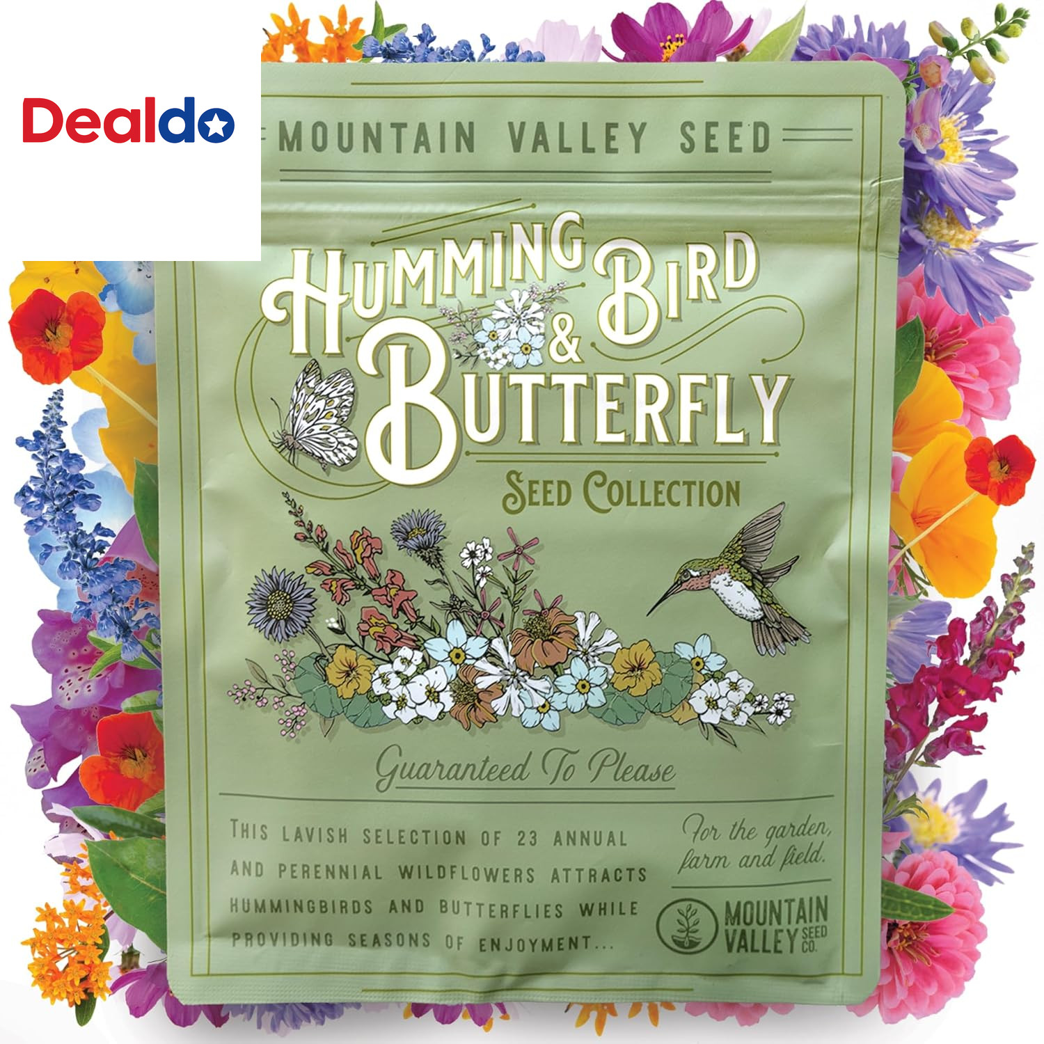 Wildflower Seeds Bulk, 2 Oz. 80,000+ Seeds – Butterfly & Hummingbird Mix with 23