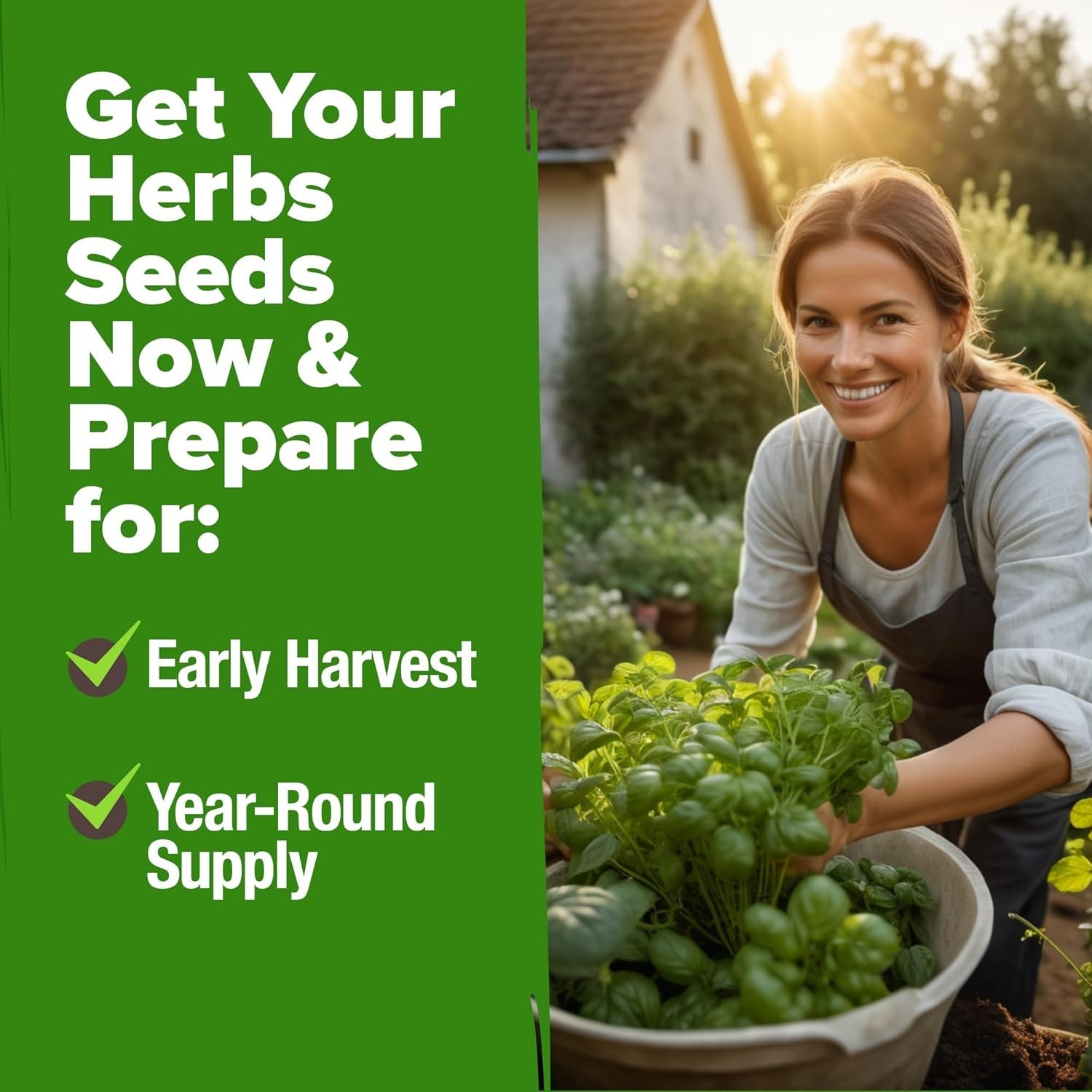 Complete Herb Growing Kit with 10 Culinary Seeds & Bonus Guide for Beginners