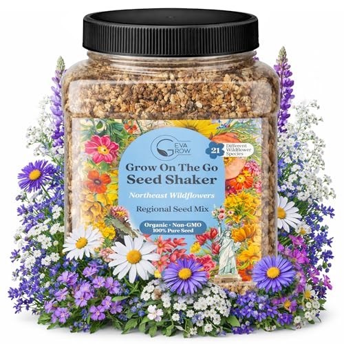 Northeast USA Wildflower Seed Mix – 100% Organic Non-GMO – 21 Varieties, 1 LB Tu