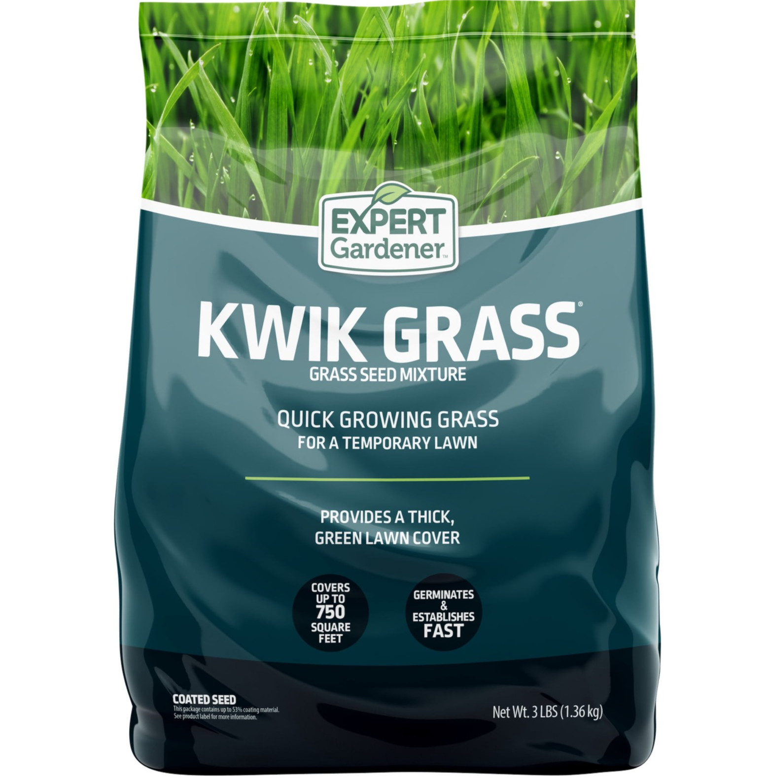 Expert Gardener Kwik Grass Seed Mix 3lb | Sun to Partial Shade Lawn Seed