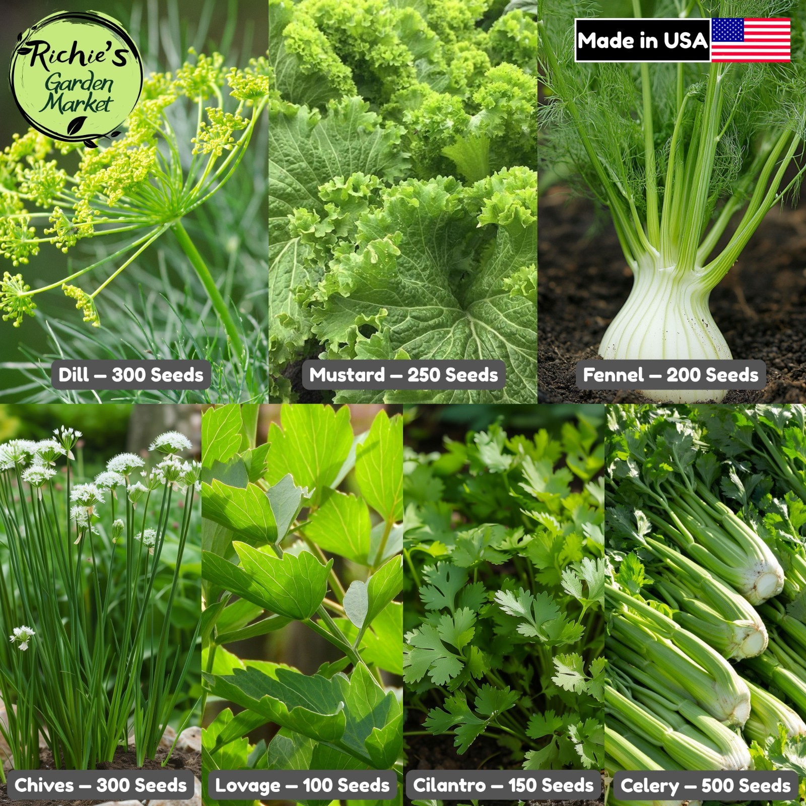 Canning & Pickling Herb Seeds Set, Classic 7-Variety, Non-GMO, Free Shipping