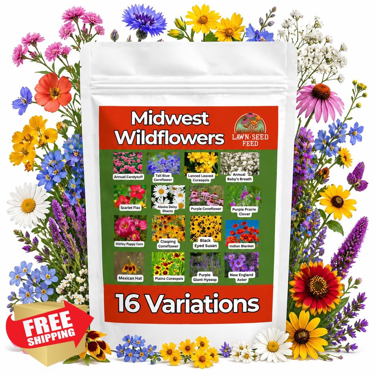 Lawn Seed Feed Midwest Mix 2oz Native Wildflowers