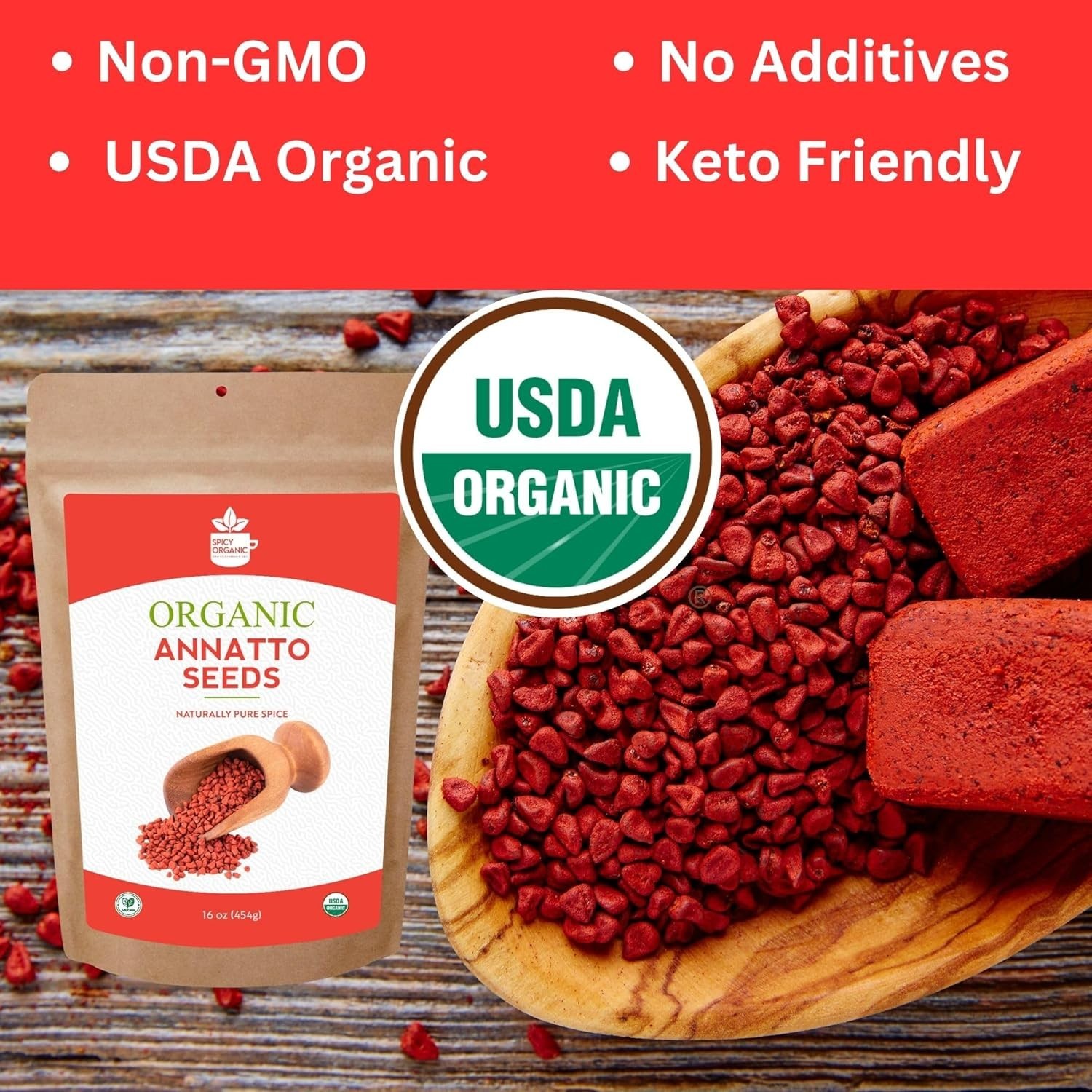 USDA Organic Annatto Seeds – 8 Oz Gourmet Achiote Spice for Culinary Creations