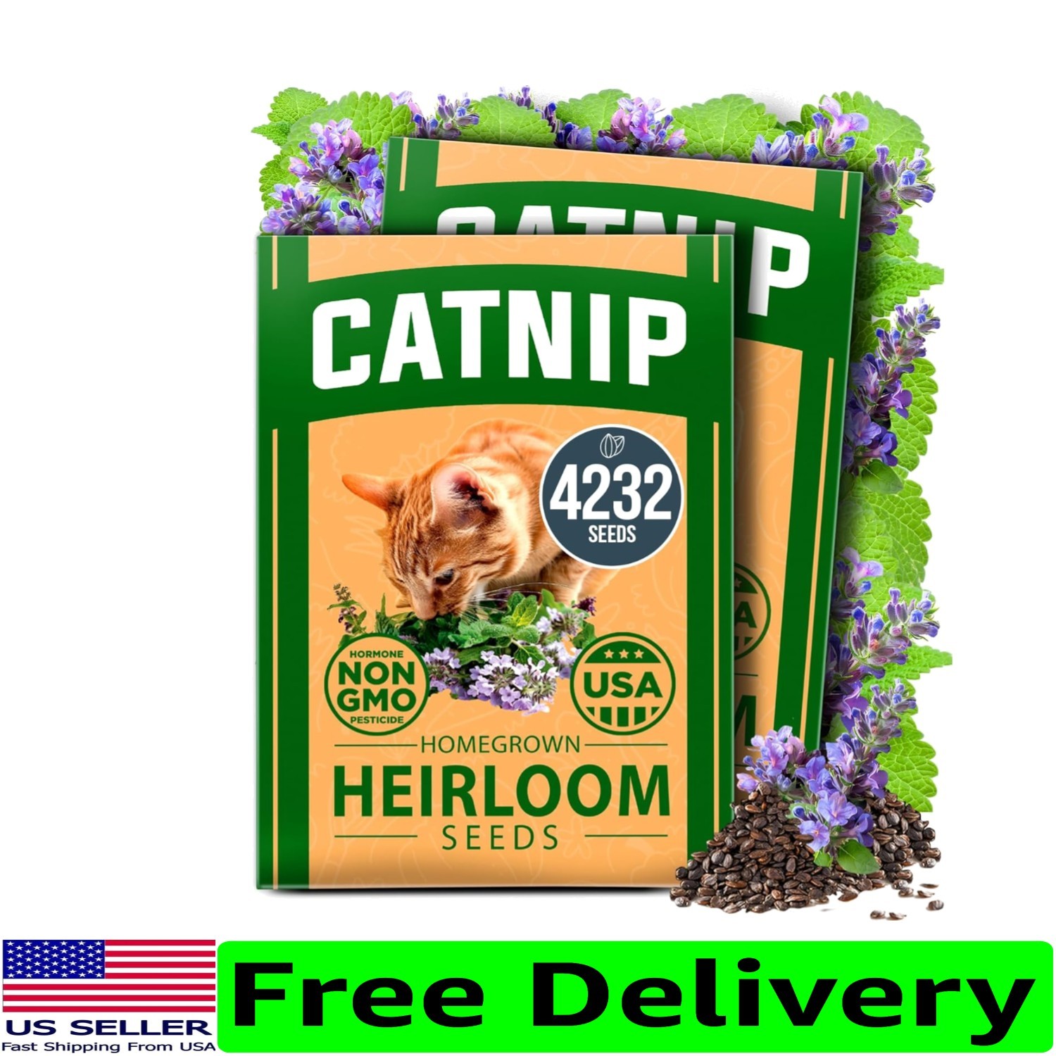 Heirloom Catnip Seeds – Perfect Gift for Gardeners & Happy Cats (4232 Count)