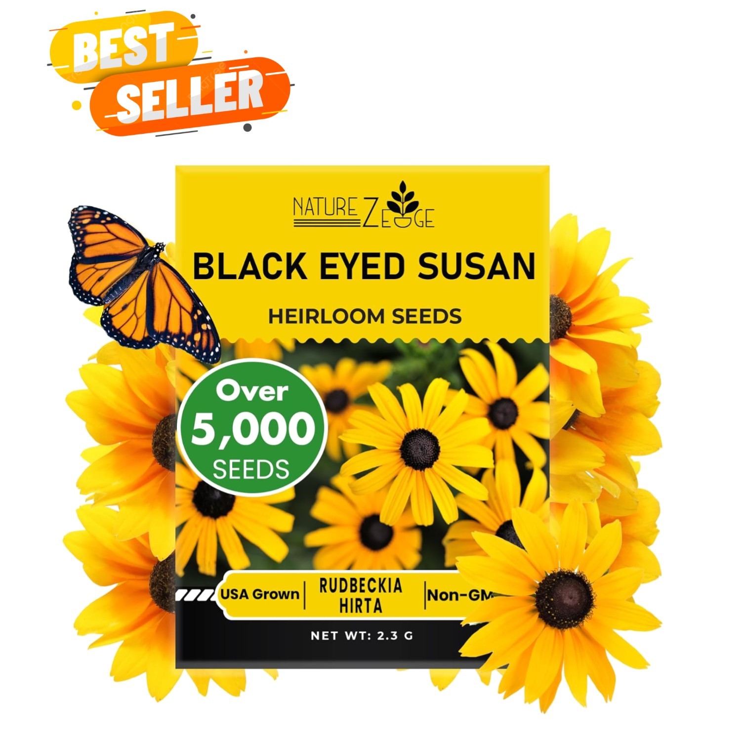5000 Black Eyed Susan Seeds – Non-GMO, Heirloom, Vibrant Summer Blooms