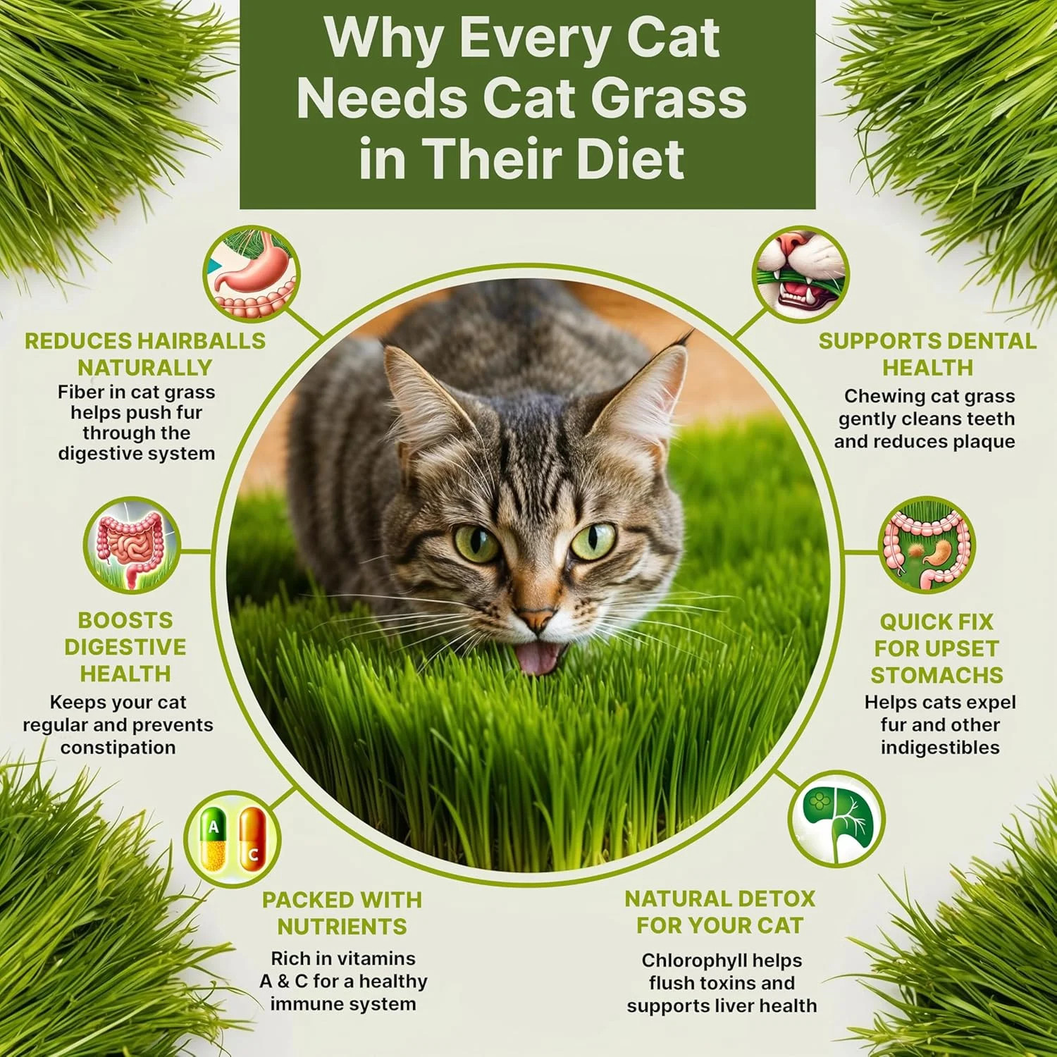 Cat Grass Seeds Mix – 5,200 Non-GMO Heirloom Seeds for Cats & Pets, 4 oz Pack fo