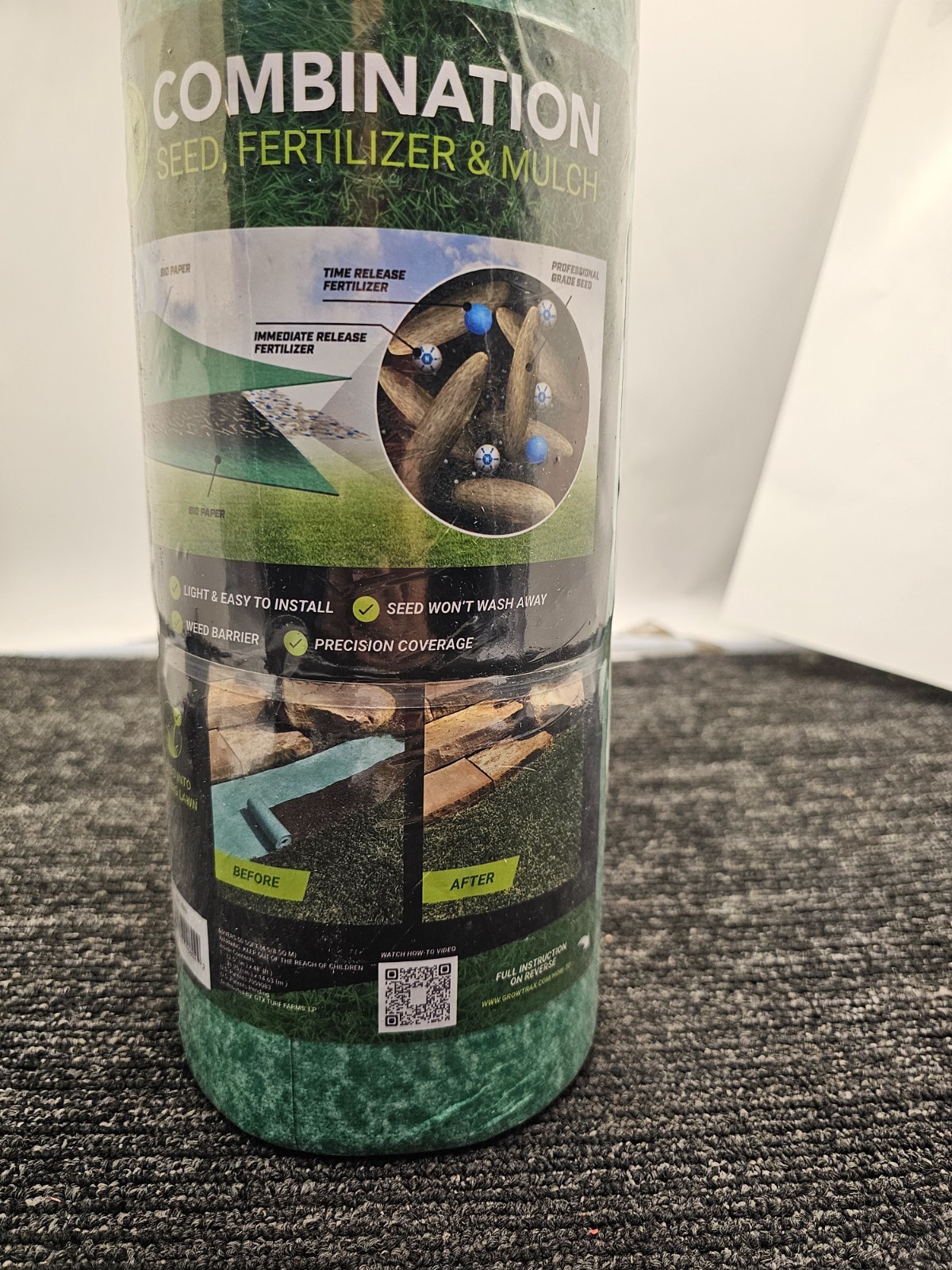 Growtrax 802 Grass Seed Mat, Year Round Green-50 Sq Ft Quick Fix Roll
