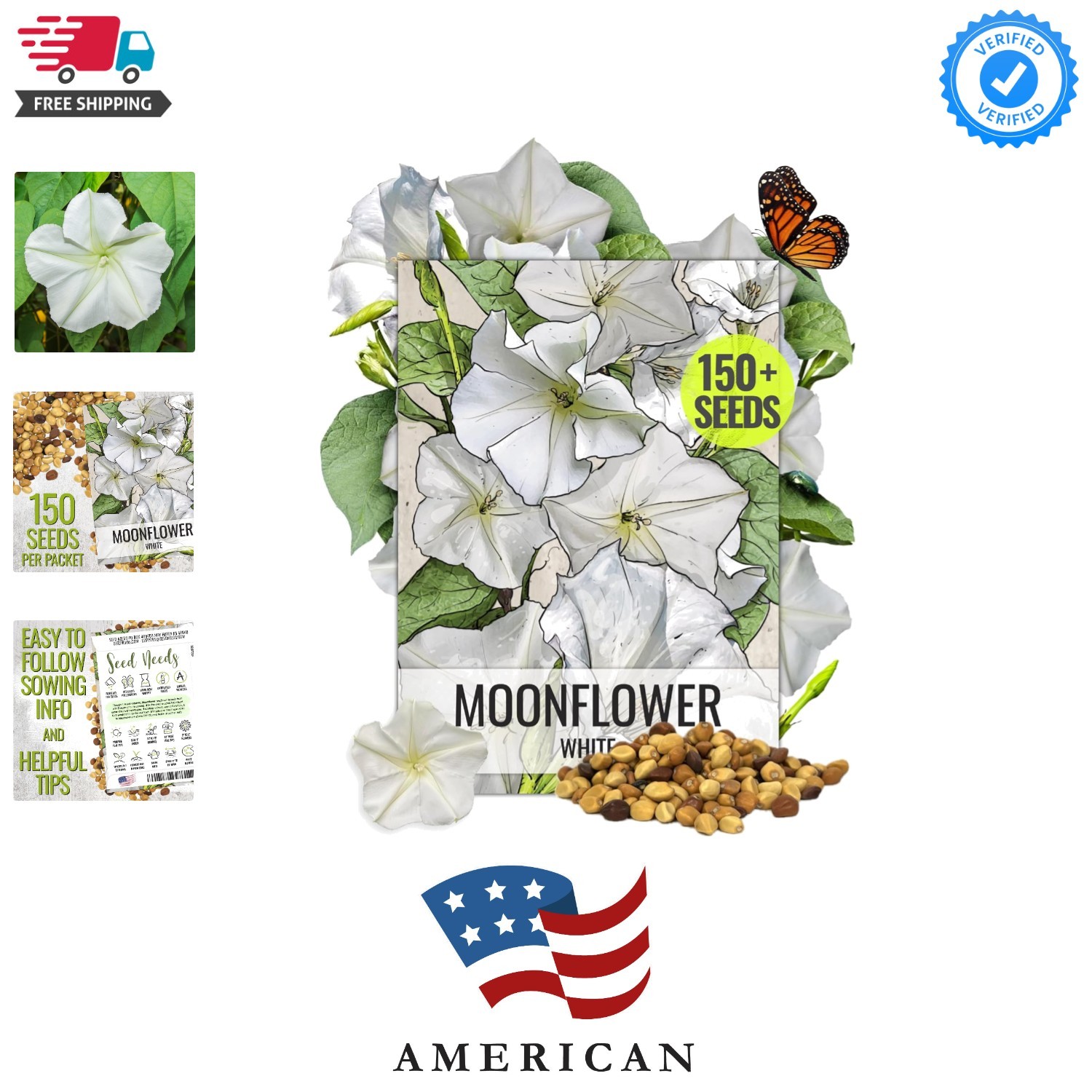 Moonflower Seeds for Planting Prolific Summer White Blooms | 1 Ounce Ipomoea …
